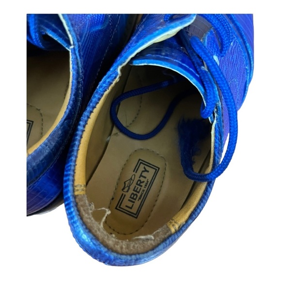 Liberty Blue and Black Dress Shoes with Cap-Toe Design - Picture 3 of 7